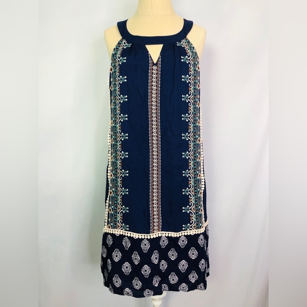 THML ANTHROPOLOGIE EMBROIDERY HALTER NECK SLEEVELESS DRESS BOHO WOMENS 
SIZE M